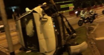 CAR FLIPPED AFTER ACCIDENT AT PASIR RIS DR 1. LANDED NEAR ZEBRA CROSSING!!!!!!