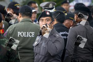 epa04888160 Thai police at work after an explosive device detonated at Sathorn Pier, Bangkok, Thailand, 18 August 2015. Witnesses reported a bomb was thrown from the Sathorn bridge and bouncing into the water, fortunately causing no casualties. The incident occurred a day after a deadly blast killed scores of people near the Erawan Shrine in Thailand's capital. EPA/DIEGO AZUBEL