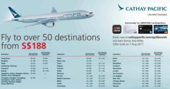 Exclusive airfares for DBS/POSB Cardmembers @Cathay Pacific. From 19 Jul – 7 Aug 17
