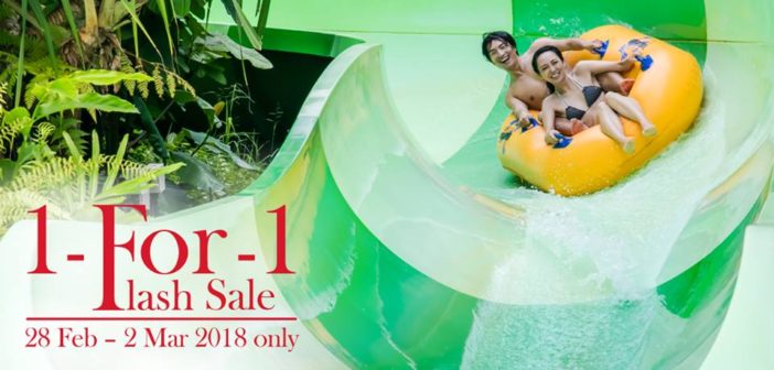 Buy 1 get 1 FREE Adventure Cove Waterpark tickets deal from 28 February to 2 March!