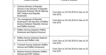 TRAFFIC ARRANGEMENTS FOR CHINGAY PARADE SINGAPORE 2018 :SPF TRAFFIC ARRANGEMENTS FOR CHINGAY PARADE SINGAPORE 2018 :SPF