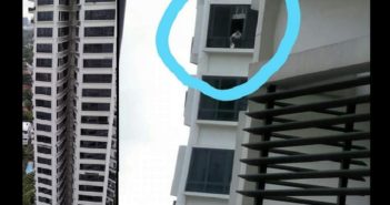MAID CLEANING WINDOWS AT HIGH UNIT! SO DANGEROUS!