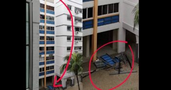 DEBRIS FELL OFF FROM HDB!!! LUCKY NO ONE THERE!!!