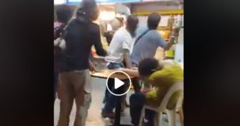 FIGHT AT GEYLANG COFFEE SHOP. VERY FIERCE!! CHAIR TABLE ALL FLY!