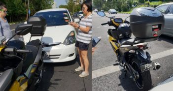 MOTOR GET HIT BY CAR. DRIVER BLAMES KIDS FOR DISTRACTING HER
